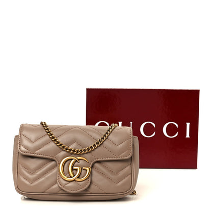 Calfskin Matelasse Super Mini GG Marmont Shoulder Bag Porcelain Rose