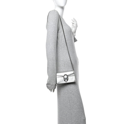 Metallic Calfskin Super Mini Dionysus Shoulder Bag Silver