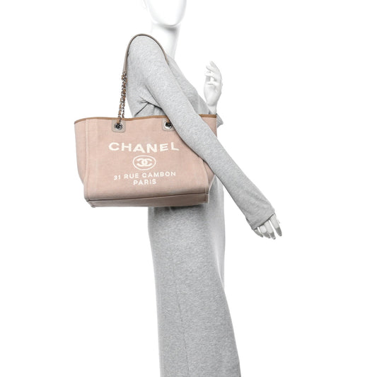 Mixed Fibers Small Deauville Tote Beige