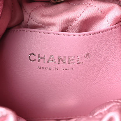 Metallic Lambskin Lacquered Monochrome Quilted Mini Chanel 22 Pink