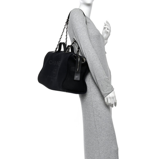 Mixed Fibers Large Deauville Bowling Bag  Black