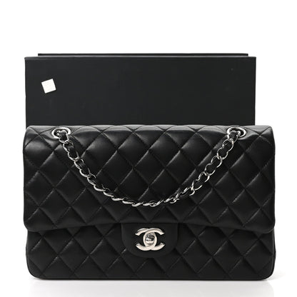 Lambskin Quilted Medium Double Flap Black