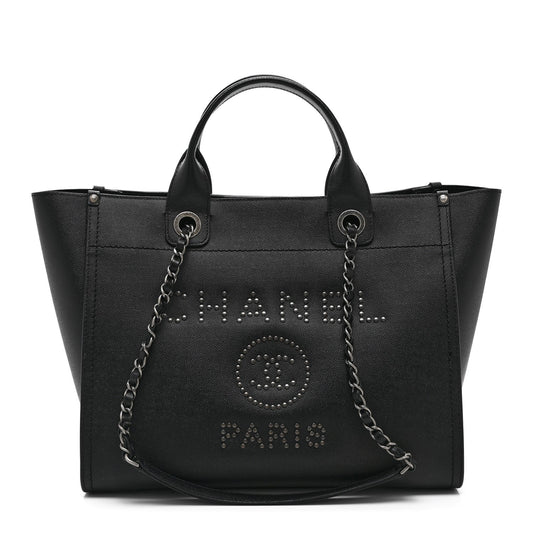 Caviar Small Studded Deauville Tote Black