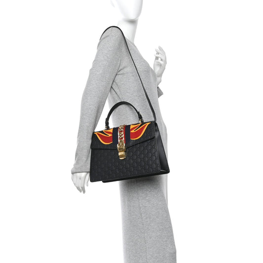Guccissima Signature Medium Sylvie Top Handle Bag Black