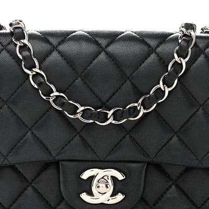 Lambskin Quilted Mini Square Flap Black