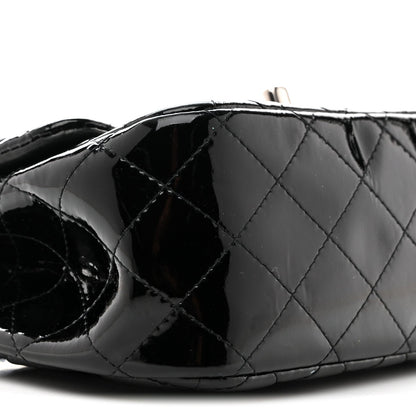 Patent Calfskin Quilted Mini Square Flap Black