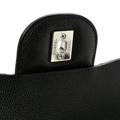Caviar Quilted Jumbo Double Flap Black