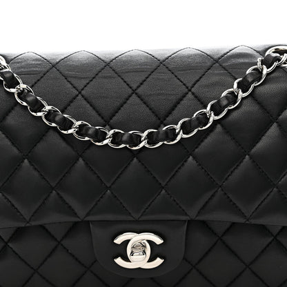 Lambskin Quilted Medium Double Flap Black