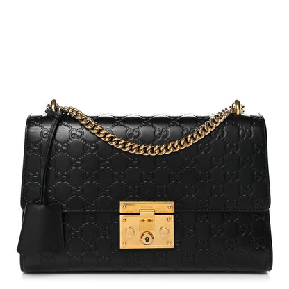 Guccissima Medium Padlock Shoulder Bag Black