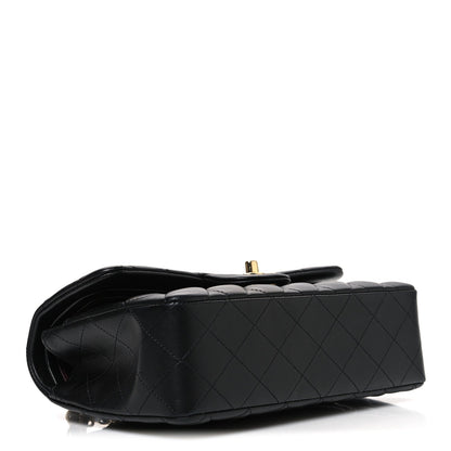 Lambskin Quilted Small Double Flap Black