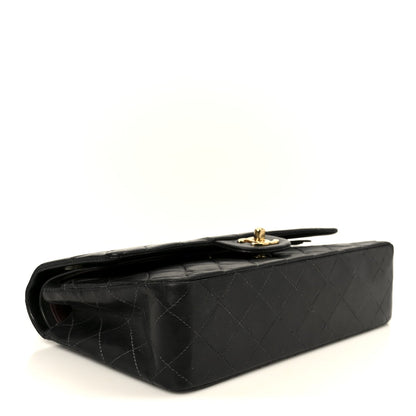 Lambskin Quilted Medium Double Flap Black