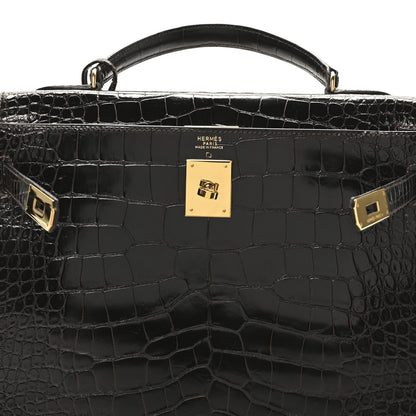 Shiny Alligator Kelly Sellier 32 Havane