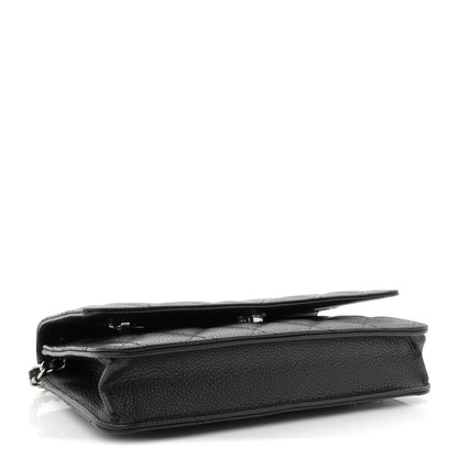 Caviar Quilted Wallet on Chain WOC Black
