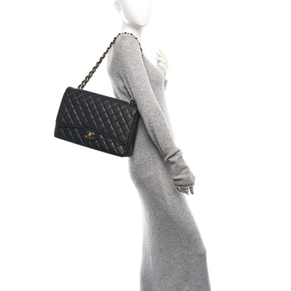 Caviar Quilted Maxi Double Flap Black