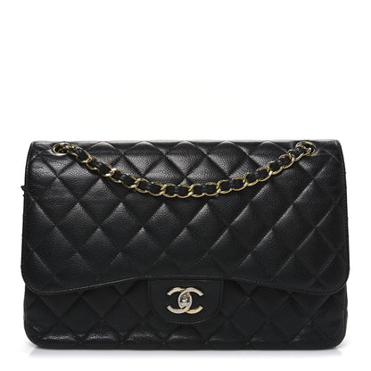 Caviar Quilted Jumbo Double Flap Black