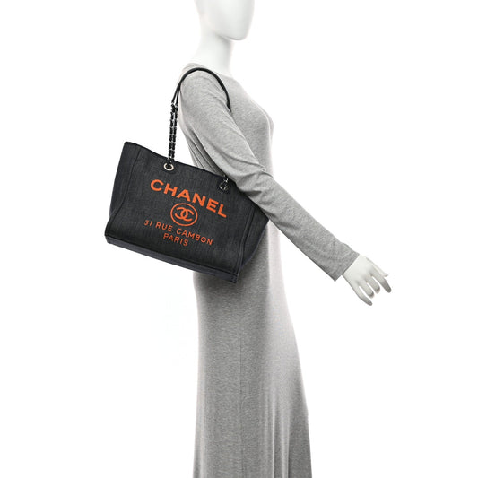Denim Small Deauville Tote Blue Orange