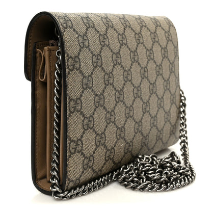 GG Supreme Monogram Mini Dionysus Chain Wallet Beige Taupe