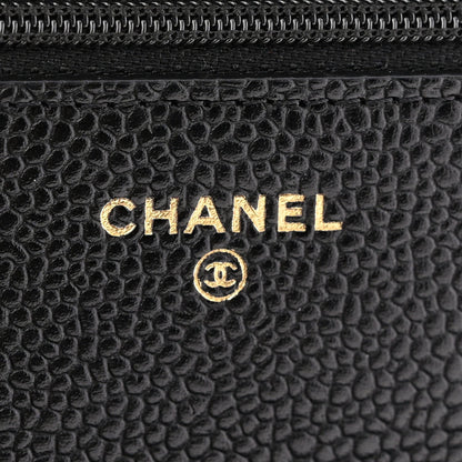 Caviar Quilted Wallet on Chain WOC Black