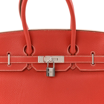 Taurillon Clemence Eclat Birkin 35 Sanguine White