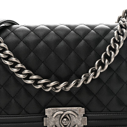 Caviar Quilted Medium Boy Flap Black