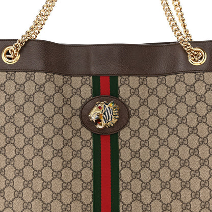 GG Supreme Monogram Large Rajah Chain Tote Beige New Acero