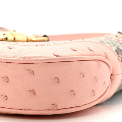 Snakeskin Ostrich Calfskin Small Jackie 1961 Hobo Pink Multicolor