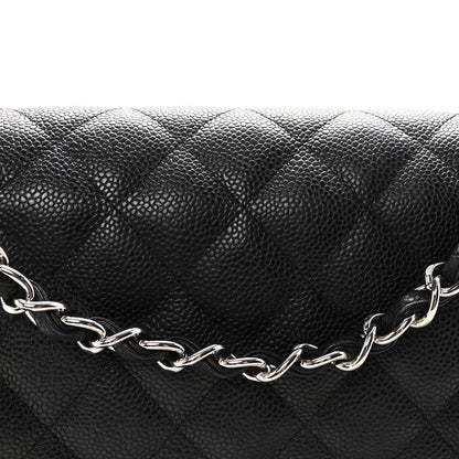 Caviar Quilted Jumbo Double Flap Black