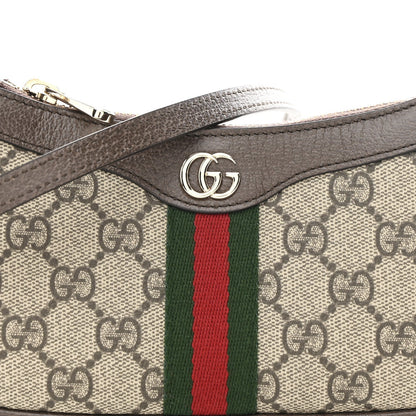GG Supreme Monogram Textured Dollar Calfskin Web Mini Ophidia Shoulder Bag Beige Ebony New Acero