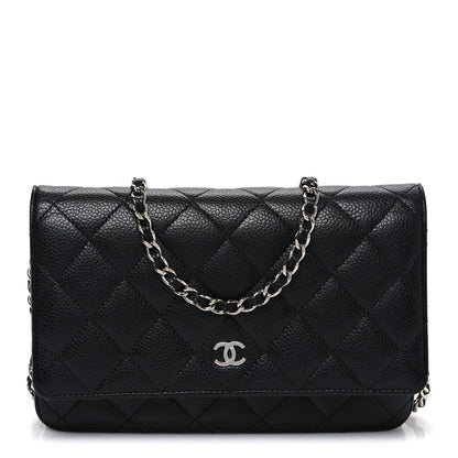 Caviar Quilted Wallet on Chain WOC Black