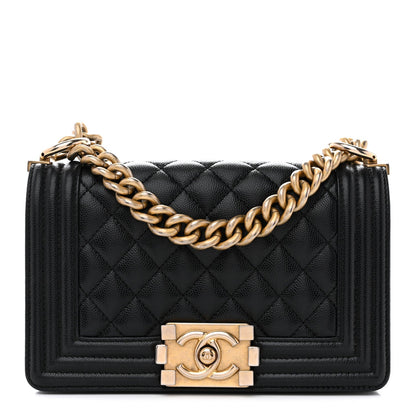 Caviar Quilted Small Boy Flap Black