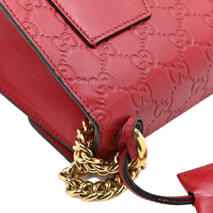 Guccissima Small Padlock Shoulder Bag Hibiscus Red