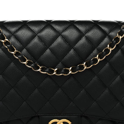 Caviar Quilted Maxi Double Flap Black