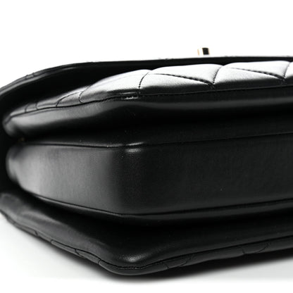 Lambskin Quilted Small Trendy CC Dual Handle Flap Bag Black