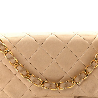 Lambskin Quilted Small Double Flap Beige