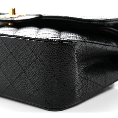 Caviar Quilted Small Double Flap Black