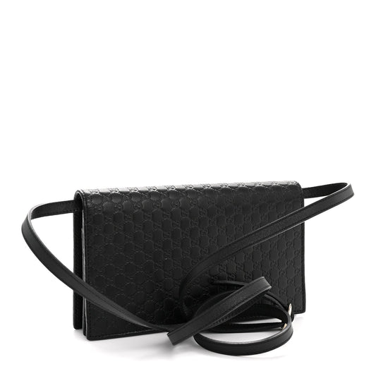 Microguccissima Crossbody Wallet Black