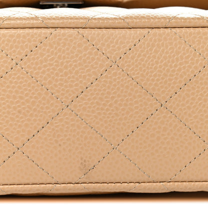 Caviar Quilted Small Double Flap Beige