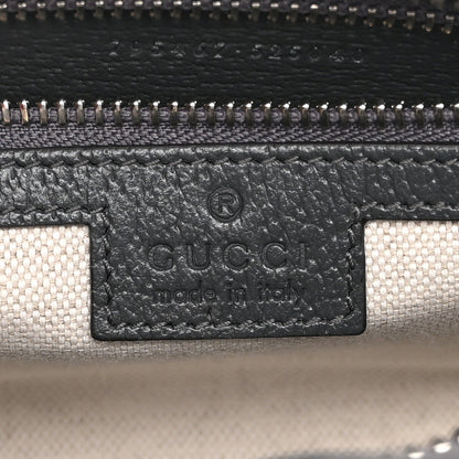 GG Supreme Monogram Textured Dollar Calfskin Web Small Ophidia Shoulder Bag  Grey Black Graphite Grey