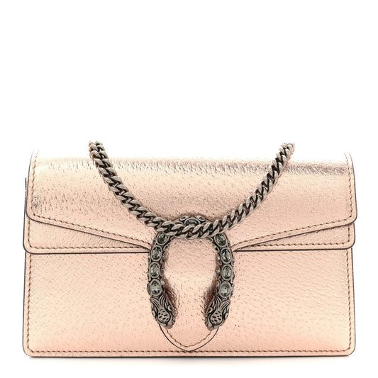 Metallic Calfskin Super Mini Dionysus Shoulder Bag Rose Gold