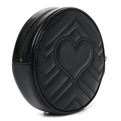 Calfskin Matelasse GG Marmont Round Wrist Wallet Black