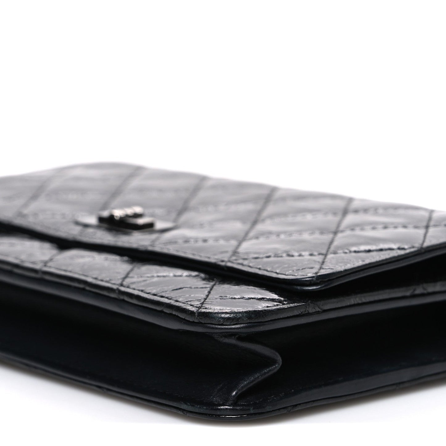 Glazed Aged Calfskin Reissue Wallet On Chain WOC So Black
