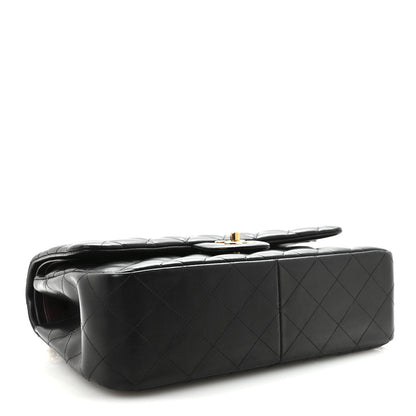 Lambskin Quilted Jumbo Double Flap  Black
