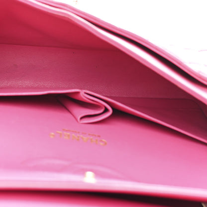 Lambskin Quilted Medium Double Flap Fuchsia