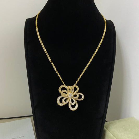 VCA Flower Brooch Necklace